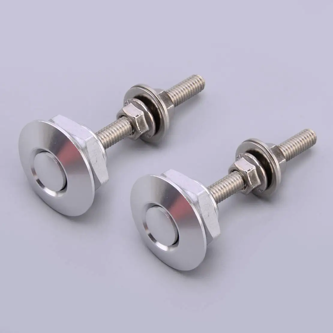 Universal 2pcs Silver 25mm Car Push Button Quick Release Hood Bonnet Pins Lock Clip Bumper Latch