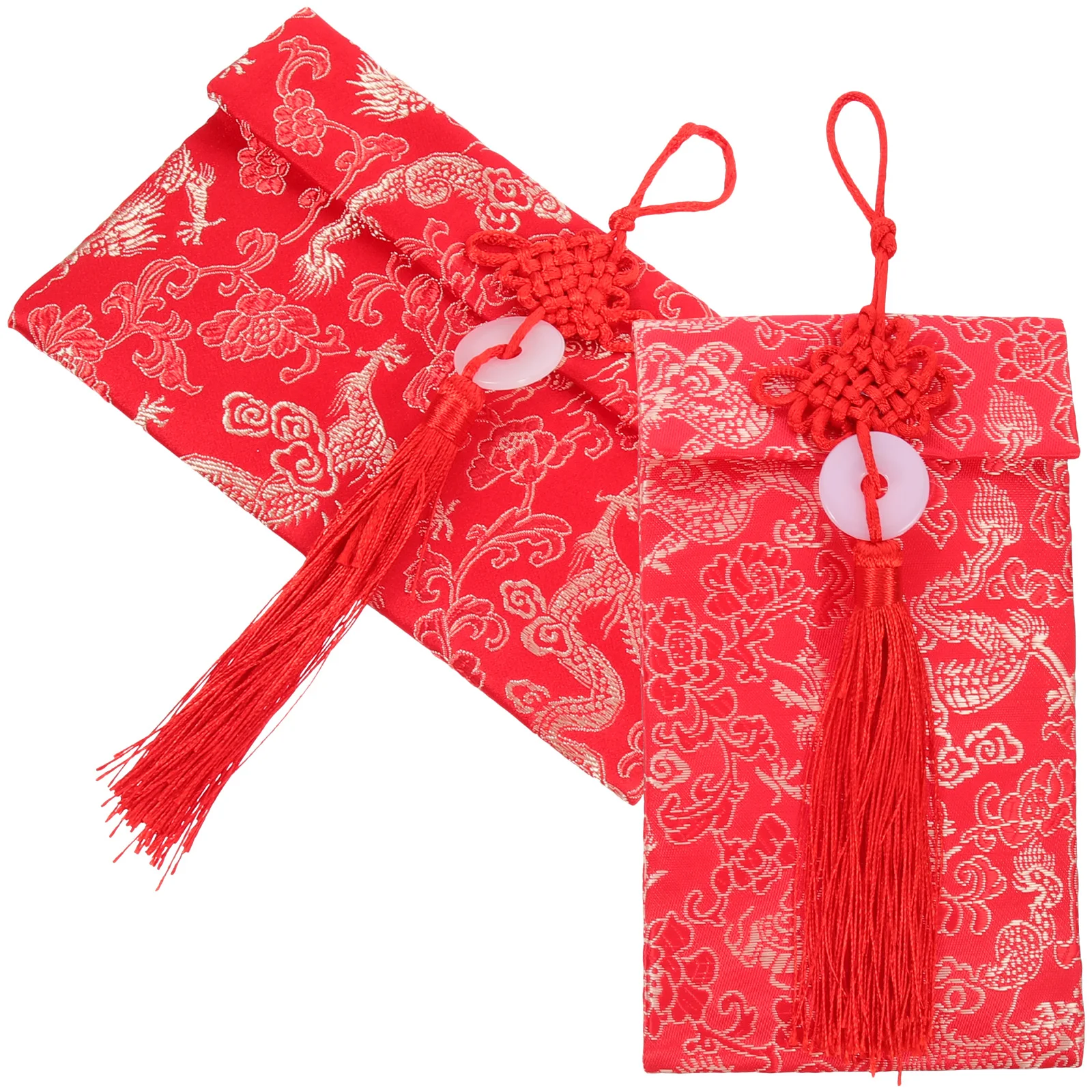 2 Pcs Fabric Red Envelope Chinese Design Cloth Lunar Calendar for Birthday Chinses Envelopes Double Happiness Wedding Luck