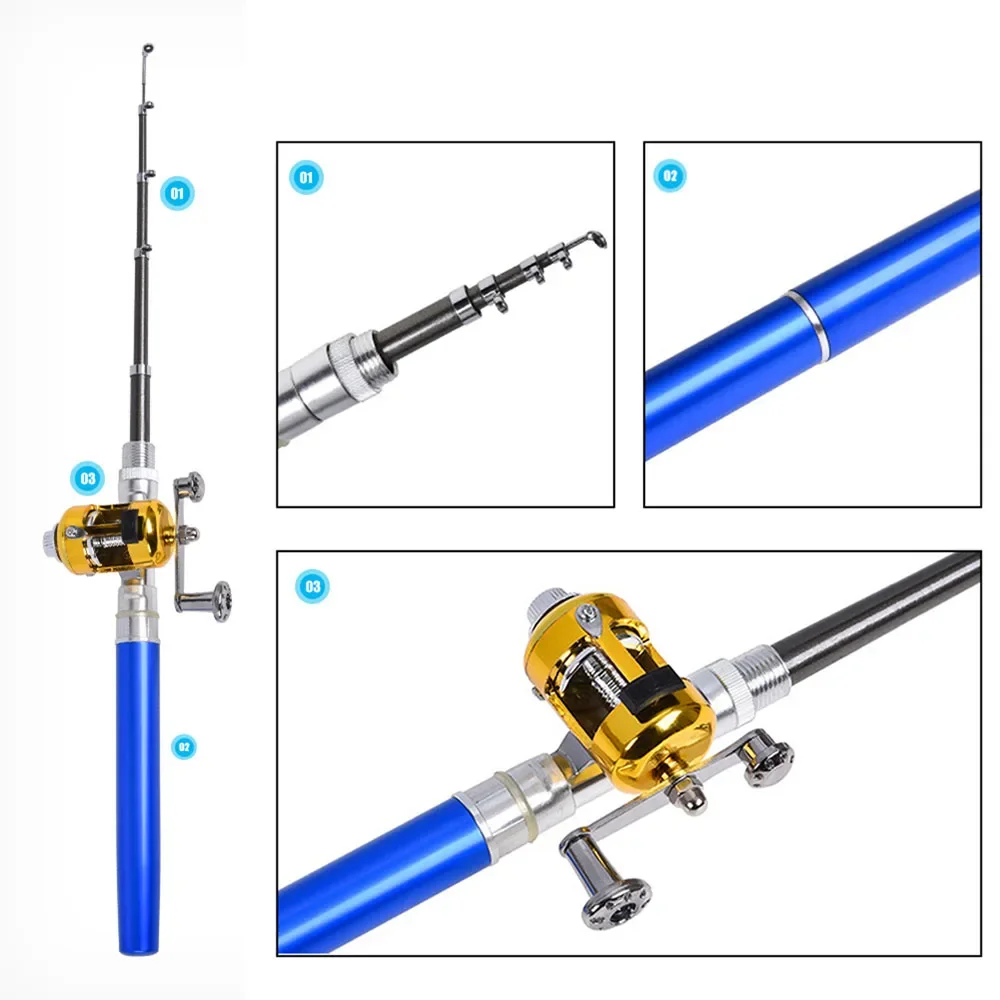 1/1.2/1.4/1.6M Short Pen Shape Pocket Fishing Rod Telescopic Fishing Rod Outdoor Mini Portable Foldable Sea Fishing Rods