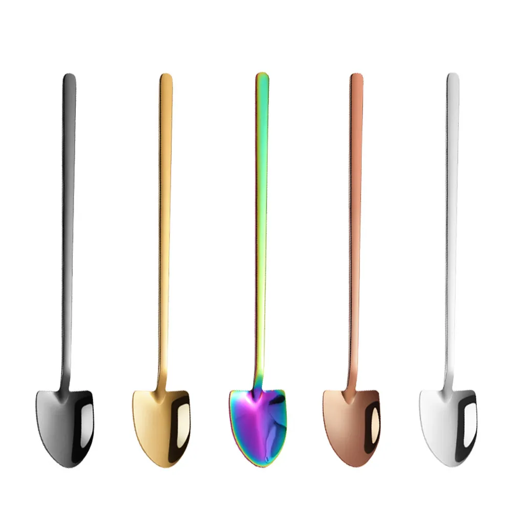 

5Pcs Elegant Stainless Steel Dessert Spoon High Quality Long Handle Spoon for Sundae Ice Cream Drink Mixing Coffee Spoons