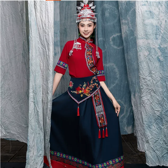 

New She Ethnic Minority Clothing for High-End Embroidery Dance Performances for Female Adults