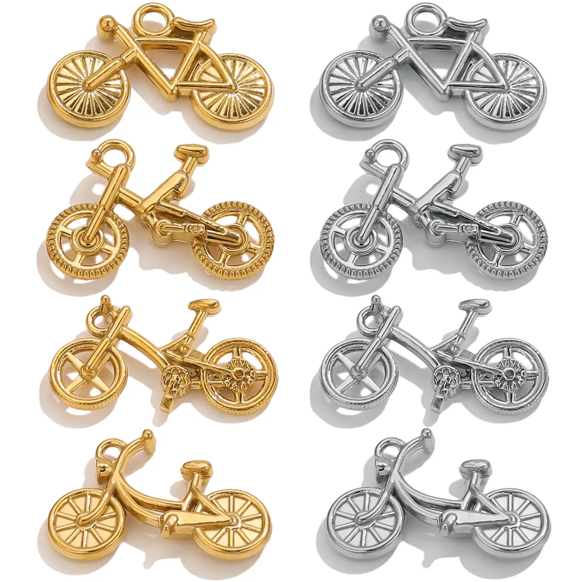

3PCS Sports Bike Stainless Steel Pendant Gold-Plated Charms DIY Keychain Charms Bracelet Necklace Jewelry Connectors Accessories