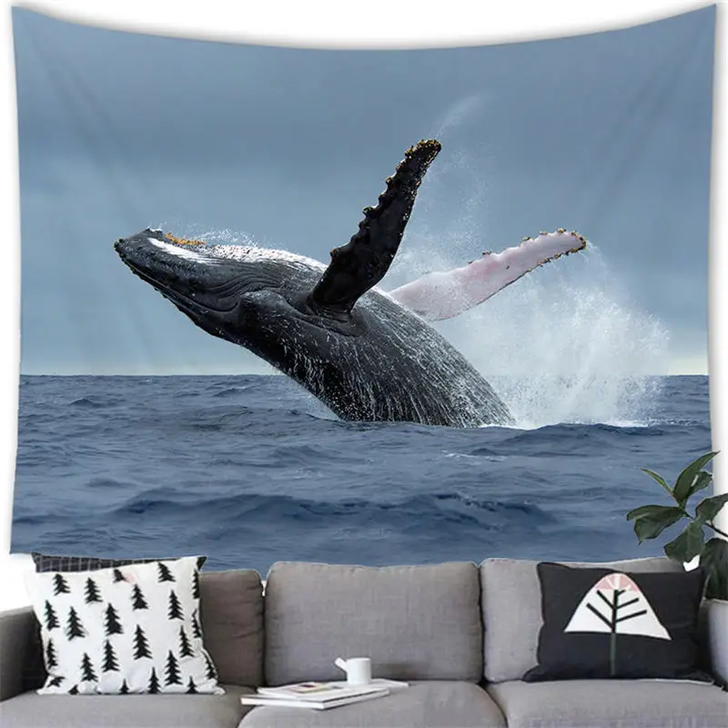 Whale Tapestry Large Sea Life Tapestry Ocean Natural Aesthetics Tapestry Wall Hanging for Bedroom Living Room Dorm Home Decor