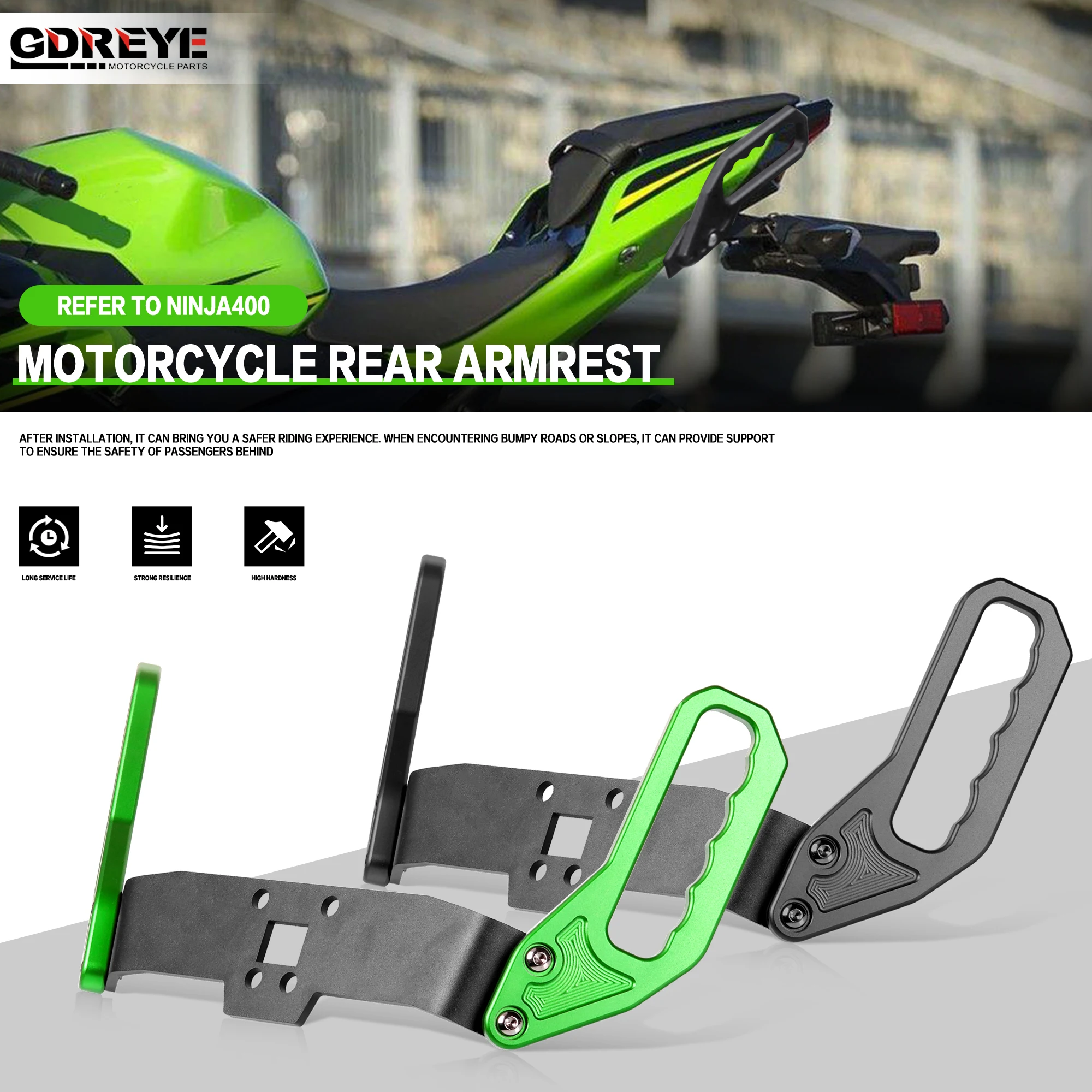 

Motorcycle for Kawasaki Ninja400 2018-2025 Tail Armrest Thickened Rear Passenger Handle CNC Handrail Tail Bracket for Z400