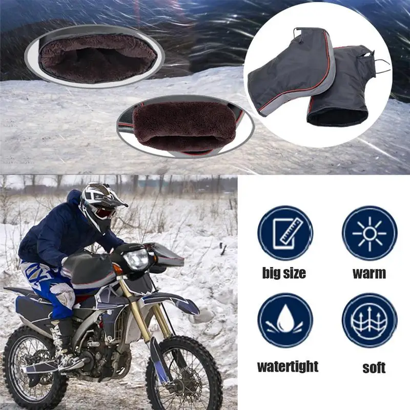 Motorcycle Handlebar Mitts Snowmobile Gloves Waterproof Windproof Scooter Handlebar Hand Warmers Winter ATV Gloves Universal