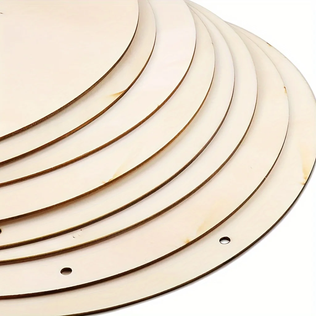 10pcs/5pcs/2pcs Wooden Crafts 50m Hemp Rope, 12inch Crafts Wood Circle, DIY Wood Circle for Cricut Projects, Door Hanger, Wood B