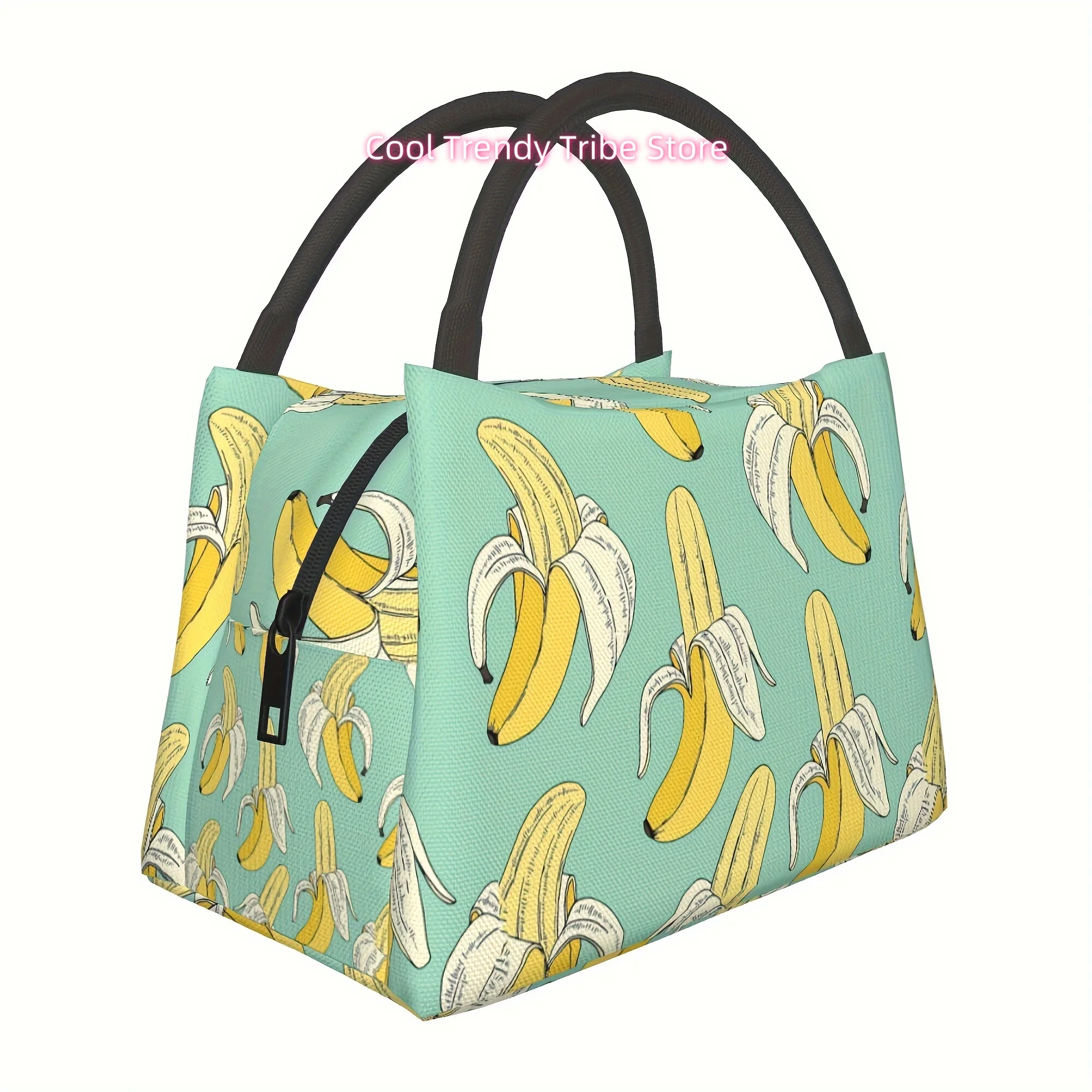 Insulated Lunch Bags for Men And Women, Reusable Large Tote Bags with Thermal Sealing Zippers, Portable Lunch Boxes with Banana