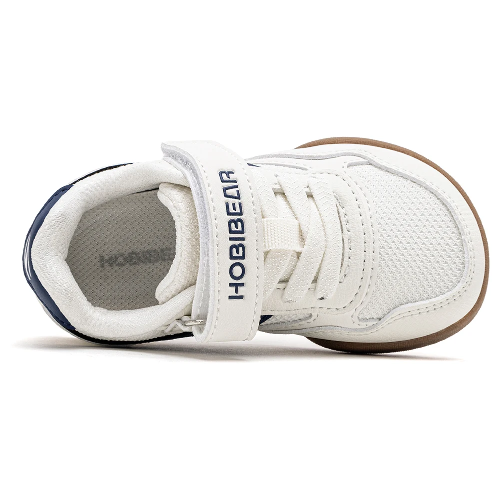 HOBIBEAR Kleinkinder-Sneaker mit breiter Passform, Klettverschluss, minimalistischer Sneaker aus Kunstleder und Mesh-Patchwork – Detail 2