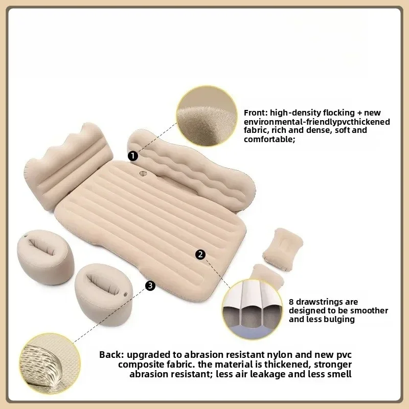 

Durable Car Travel Bed Rear Car Inflatable Mattress Car Sleeping Magic Sleeping Mat Durable-layer Leak-proof Air Valve