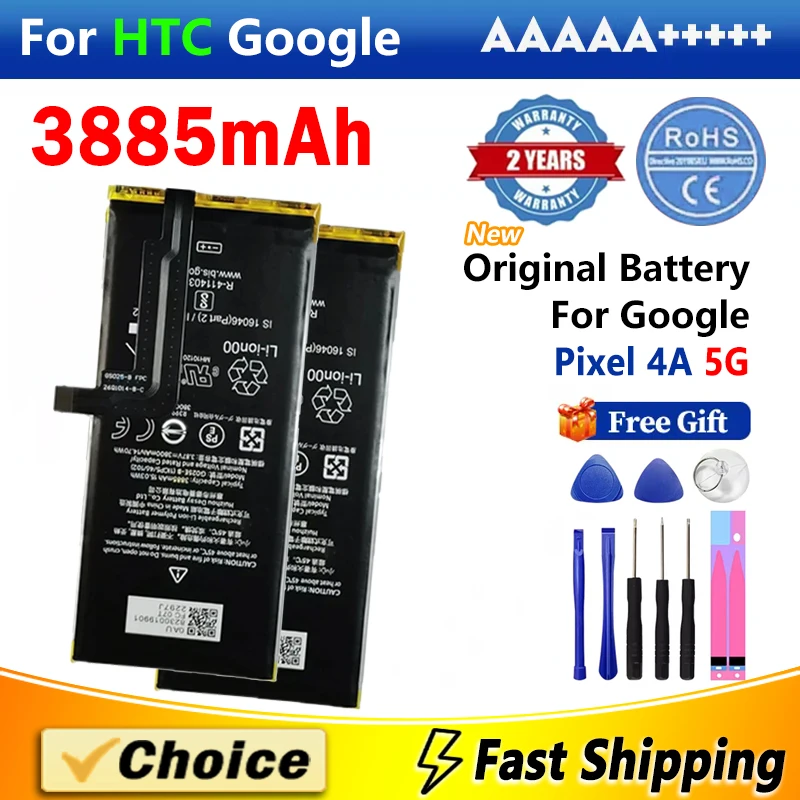 1Pc 3885mAh Original Battery For HTC Google Pixel 4A 5G,G025E-B AAA+ Brand New Replacement Phone Lithium Battery+Tools