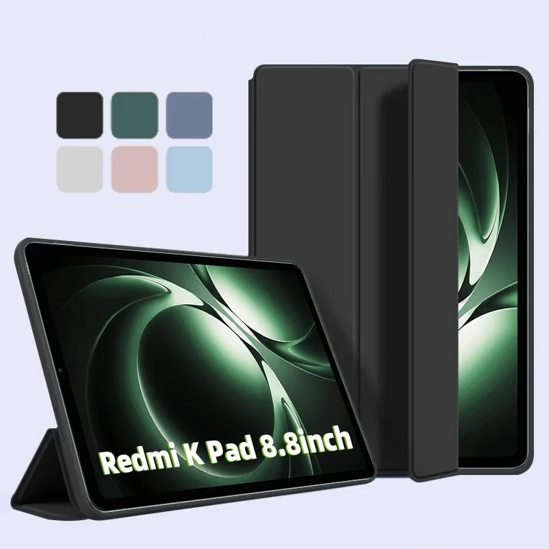 

For Xiaomi Redmi K Pad Case 8.8inch Flip Magnetic Tri-Fold Stand TPU Soft Back Tablet Cases For Redmi K Pad 2025 Cover 8.8
