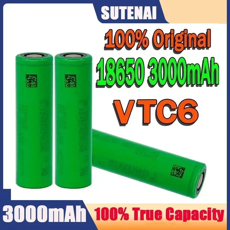 충전식 리튬 이온 배터리 18650, 소니 US18650VTC6 30A 장난감 손전등 도구, VTC6 3.7V 3000mAh 