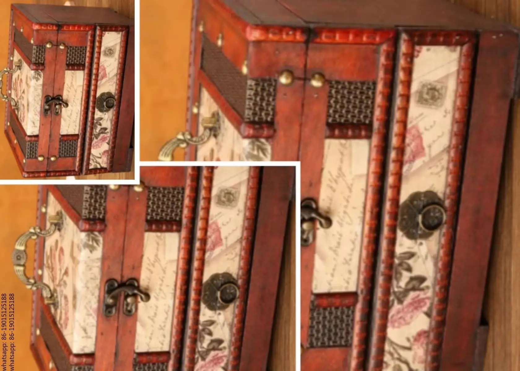 2026 Factory Direct Sales Antique jewelry box with mirror multi-layer drawer type wooden storage