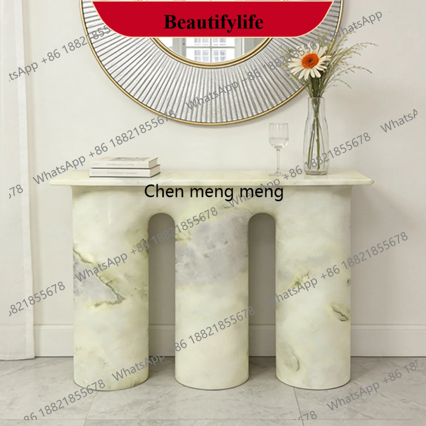 z183 Modern simple natural marble entrance table designer living room home high-end aisle