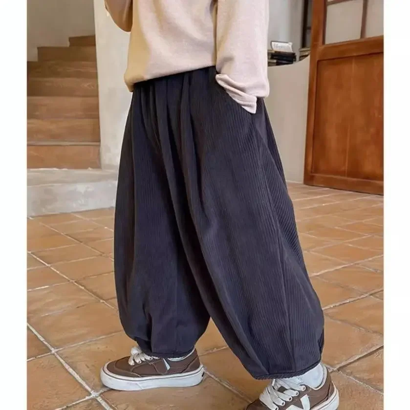 Kids Pants New Spring 2025 Fashion Wide Leg Simple Style Casual Baggy