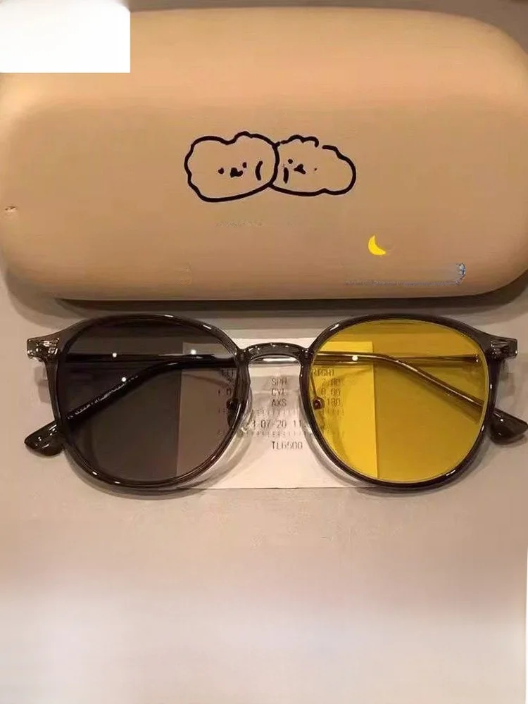Oculos-de-visao-noturna-anti-ofuscante-para-direcao-lentes-planas-para-miopia-armacao-redonda-Oculos-que-mudam-de-cor-Ocu