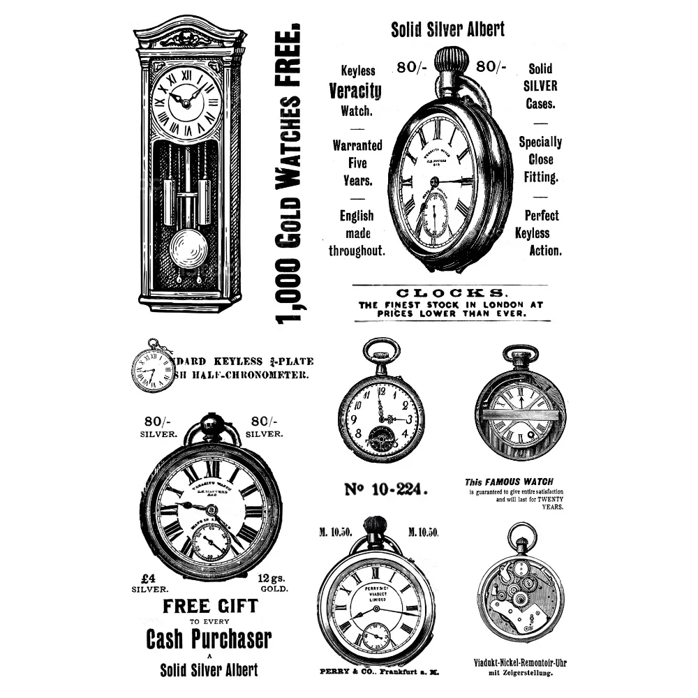 11*16cm Retro Clock Clothing Clear Stamps Vintage Silicone Stamp for DIY Scrapbooking Card Making Craft Decoration Rubber Stamp