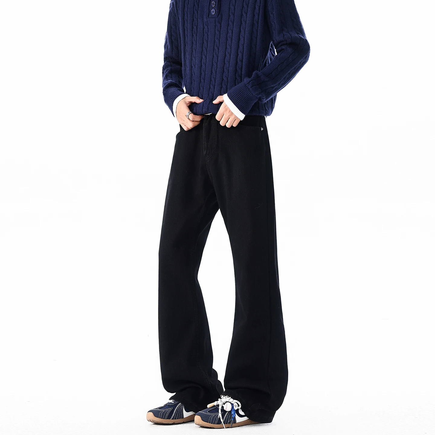 

Men's Trendy Jeans New Fashionable Extra Long Option Cotton Blend Flared Casual Pants Streetwear Commute Urban Wear Trousers