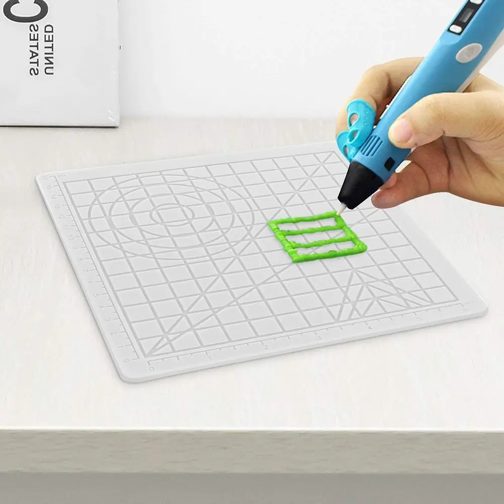 DIY Drawing Tools Accessories Template 3D Printing Pen Mat Heat-proof 3D Pen Mat 3D Pen Stencils Finger Protectors Silicone Pad