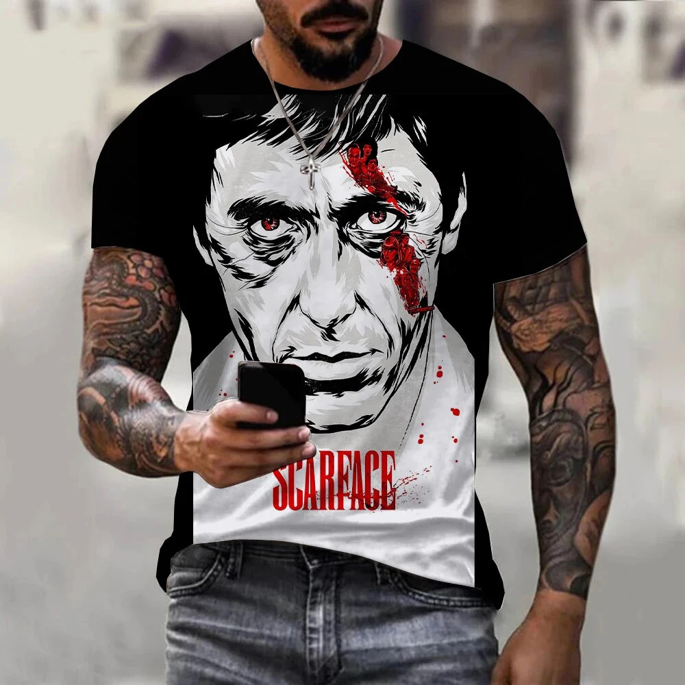 Movie Scarface 3D Print T-Shirts Streetwear Men Fashion Harajuku Casual Oversized O-Neck Short Sleeved T Shirt Tee Tops Clothing