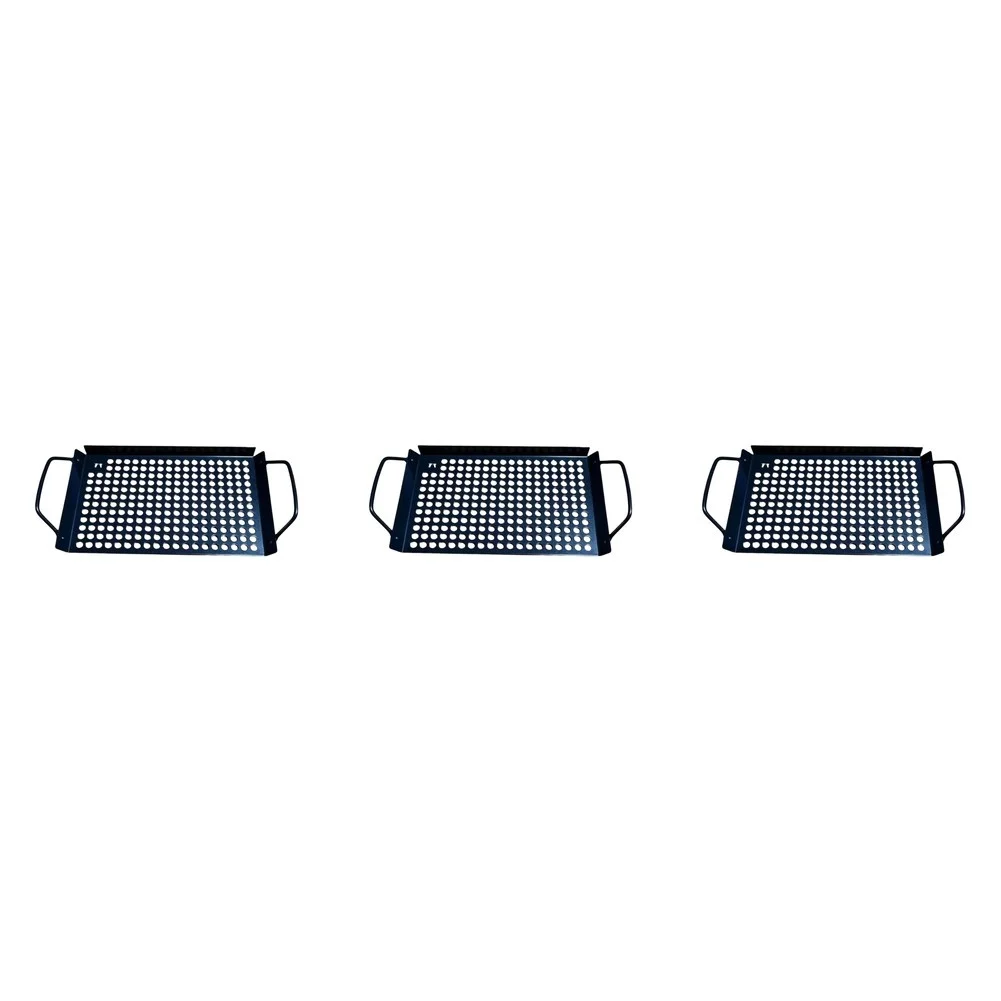 Outdoor Cooking Tray BBQ Grill Pan Drainage Holes Design Even Heat Distribution Metal Construction Fat Drainage System
