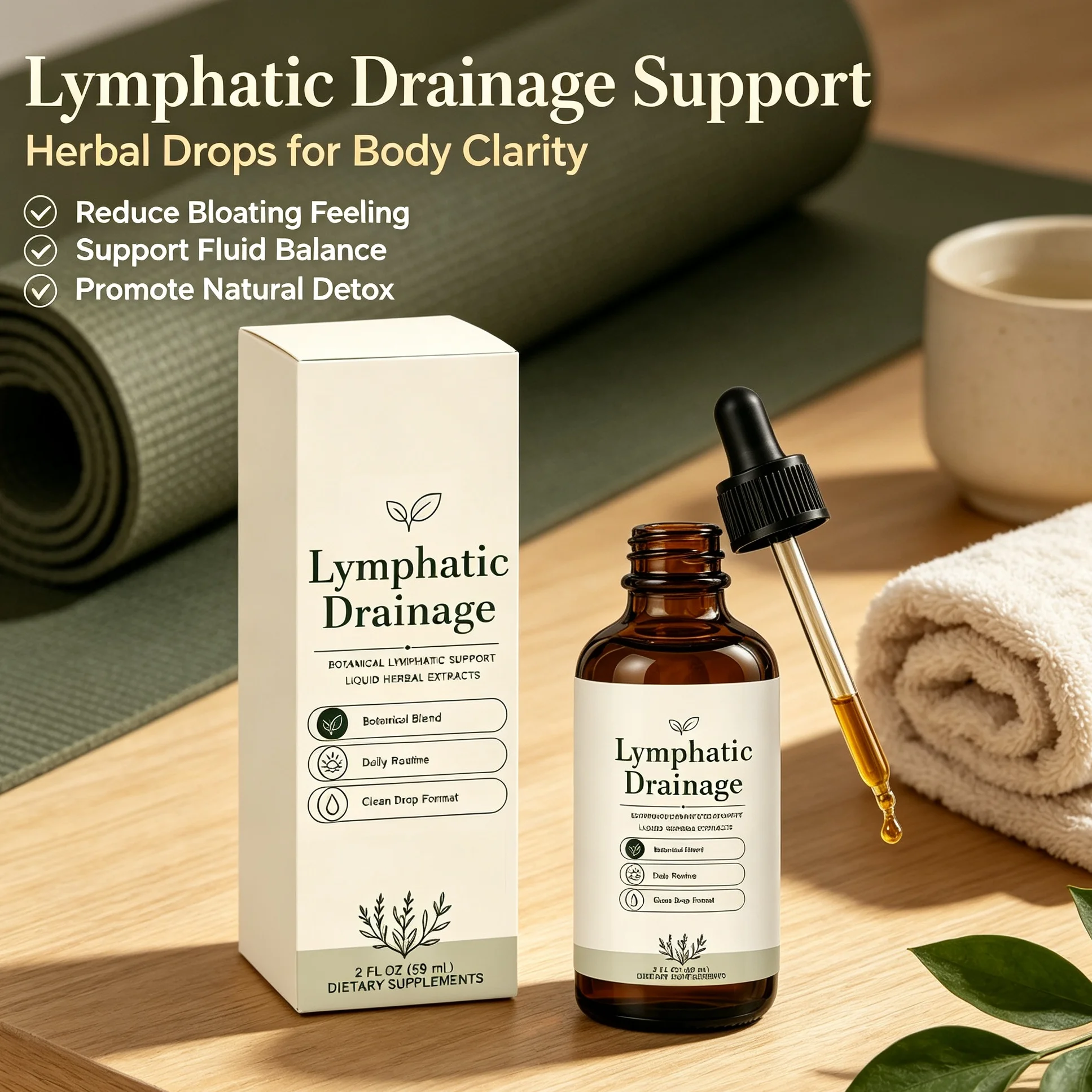 Natural Herbal Lymphatic Drainage Drops Lymph Support Detox Reduce Swelling Puffiness Wellness Liquid Tincture