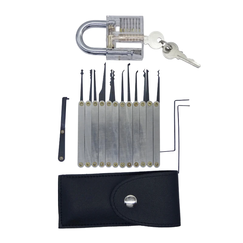 GOSO HUK 17pc Professional Lock Pick Set with Training Padlock Locksmith Tool Kit for Car Door Home Practice