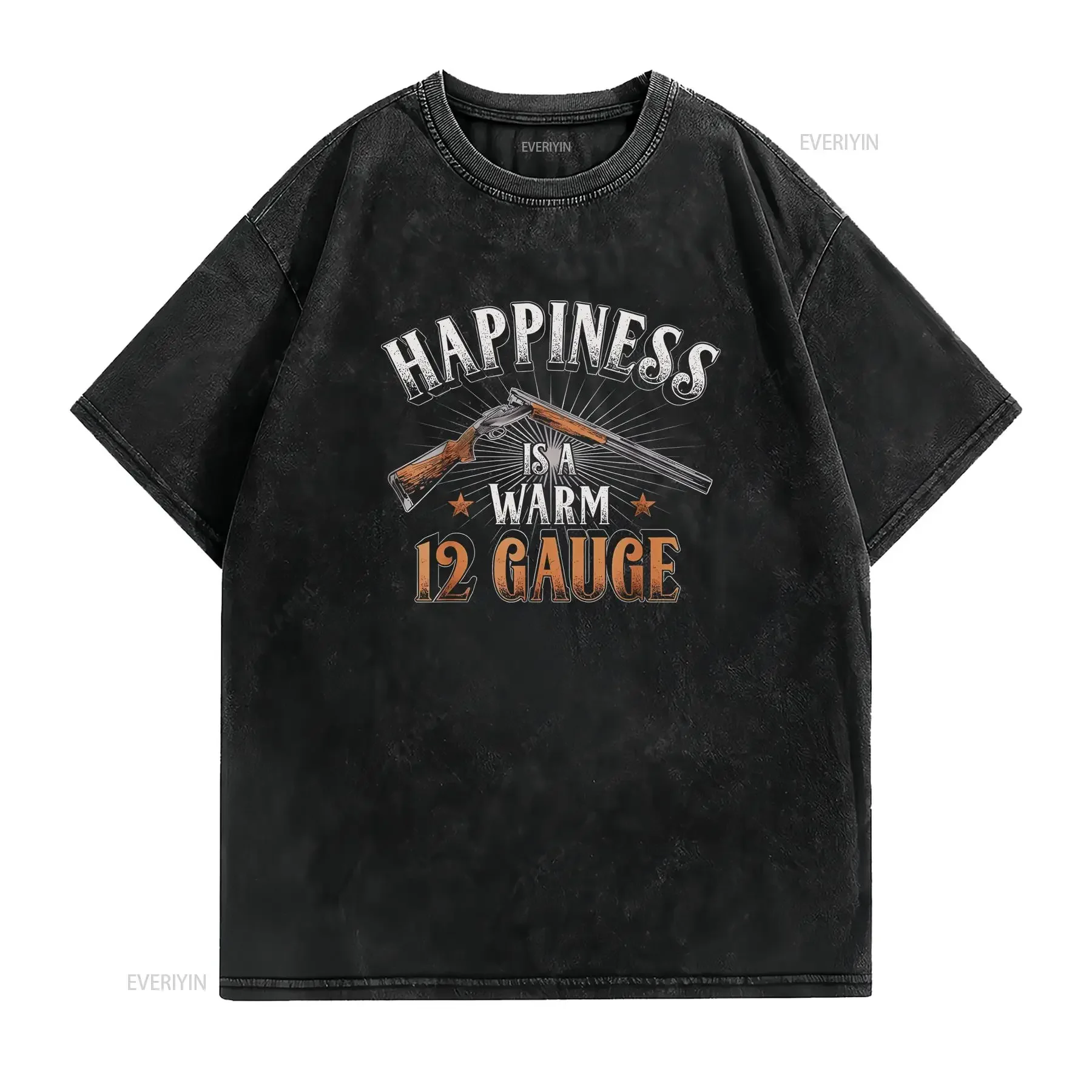 Happiness Is Warm 12 Gauge Novelty Skeet Trap Sporting Clays T Shirt vintage Washed Breathable Comfortable Versatile vintage