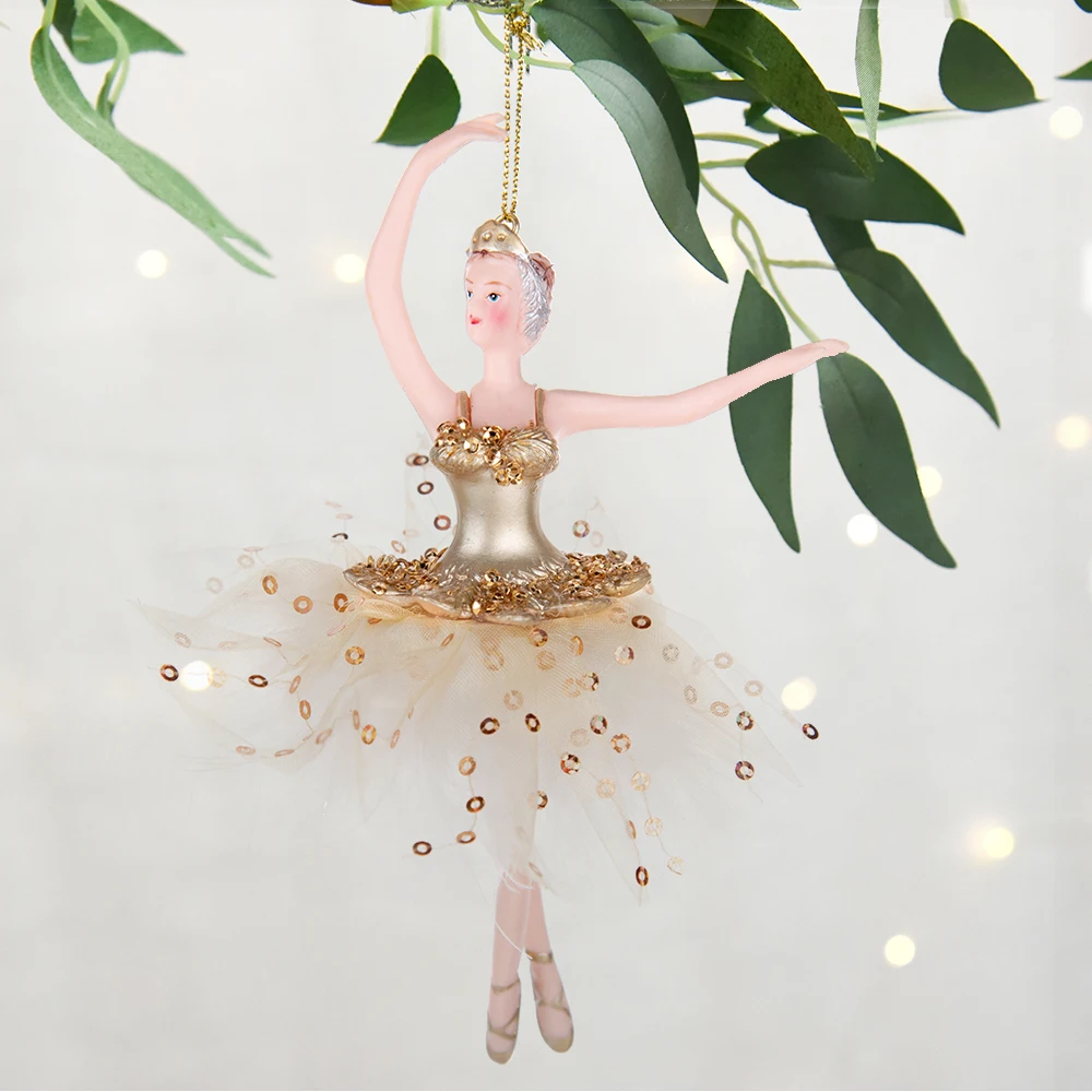 Materiale plastico Ragazza Regalo di compleanno Decorazione da appendere di Natale Danza Tutu d'argento Ballerina Ornamenti per le vacanze di Natale per bambini