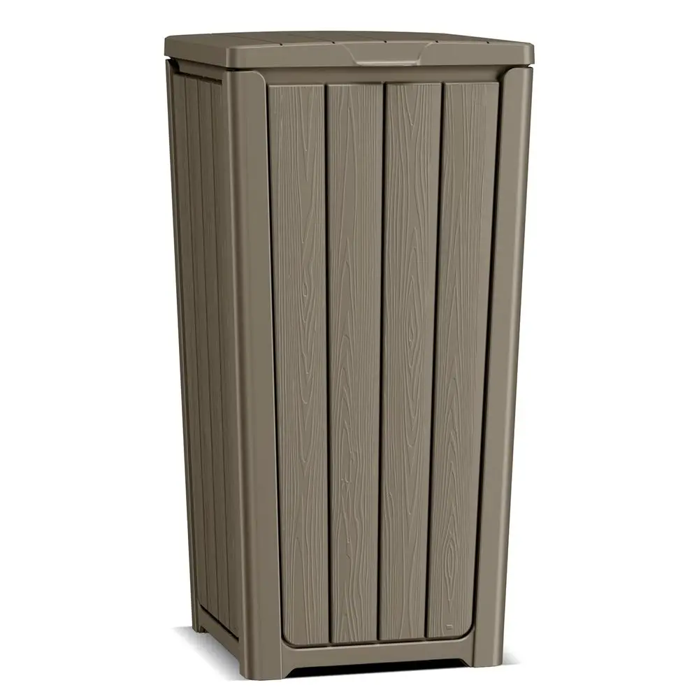 

Durable Tiered Lid Outdoor Trash Can, Waterproof Resin, Easy Assembly & Cleaning, Lightweight for Patio, Kitchen, Backyard, Deck