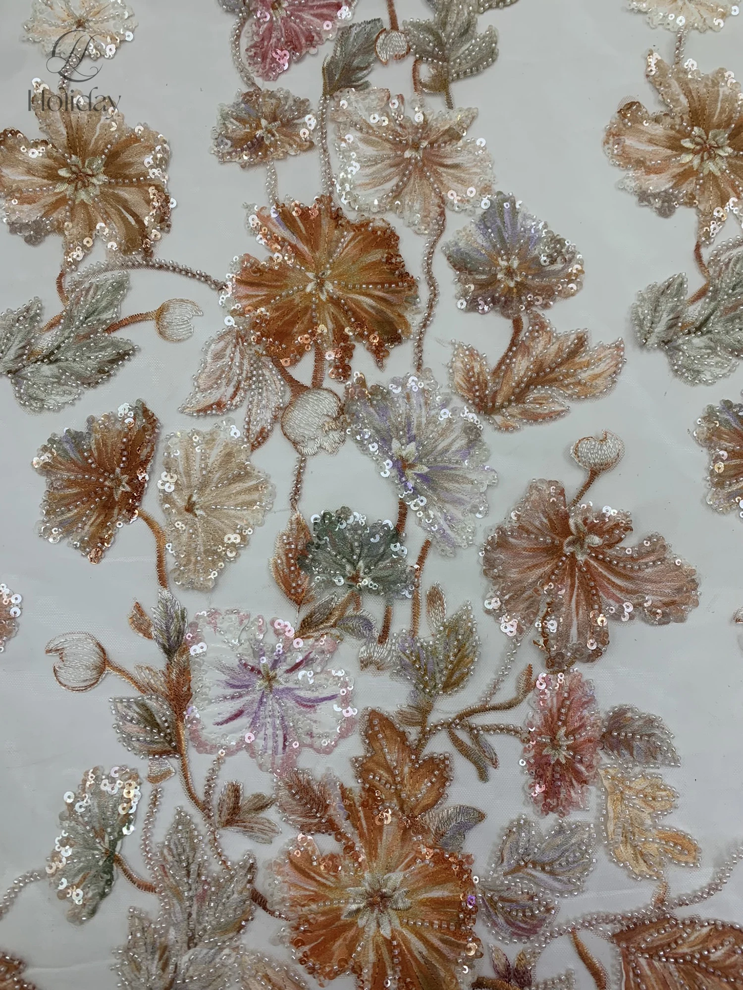 Venda quente tecido bordado de lantejoulas padrão floral brilho pano para vestido de noite diy material tecido de renda