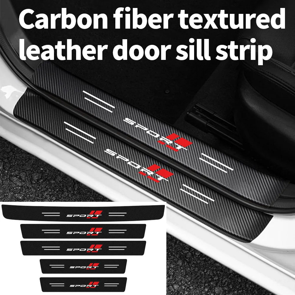 Car Threshold Strip Four Square Red Sporty Personalized Creative Car Door Pedal Anti-Scratch Protective Sticker Decoration