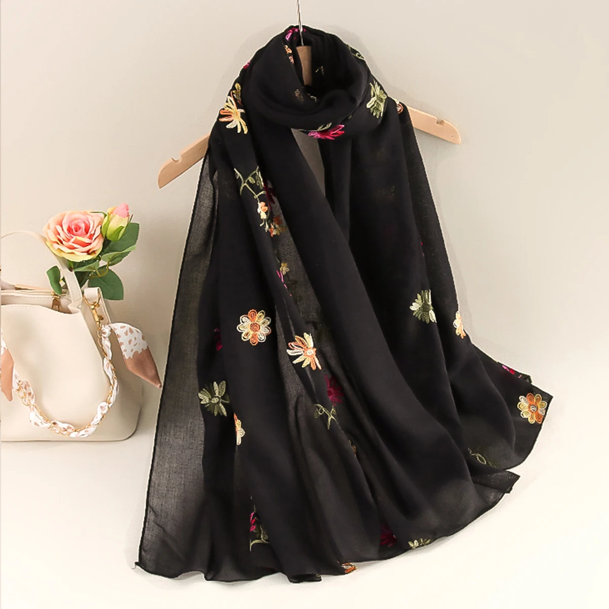 New spring and summer female literary national wind shawls cotton and linen long sunscreen travel scarf dual-purpose embroidery