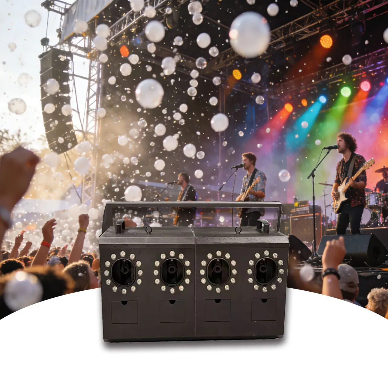 LED Smoke Bubble Fog Machine with 8CH DMX512 Remote Control Metal Construction for Stage Parties and Haze Dry Ice Effects