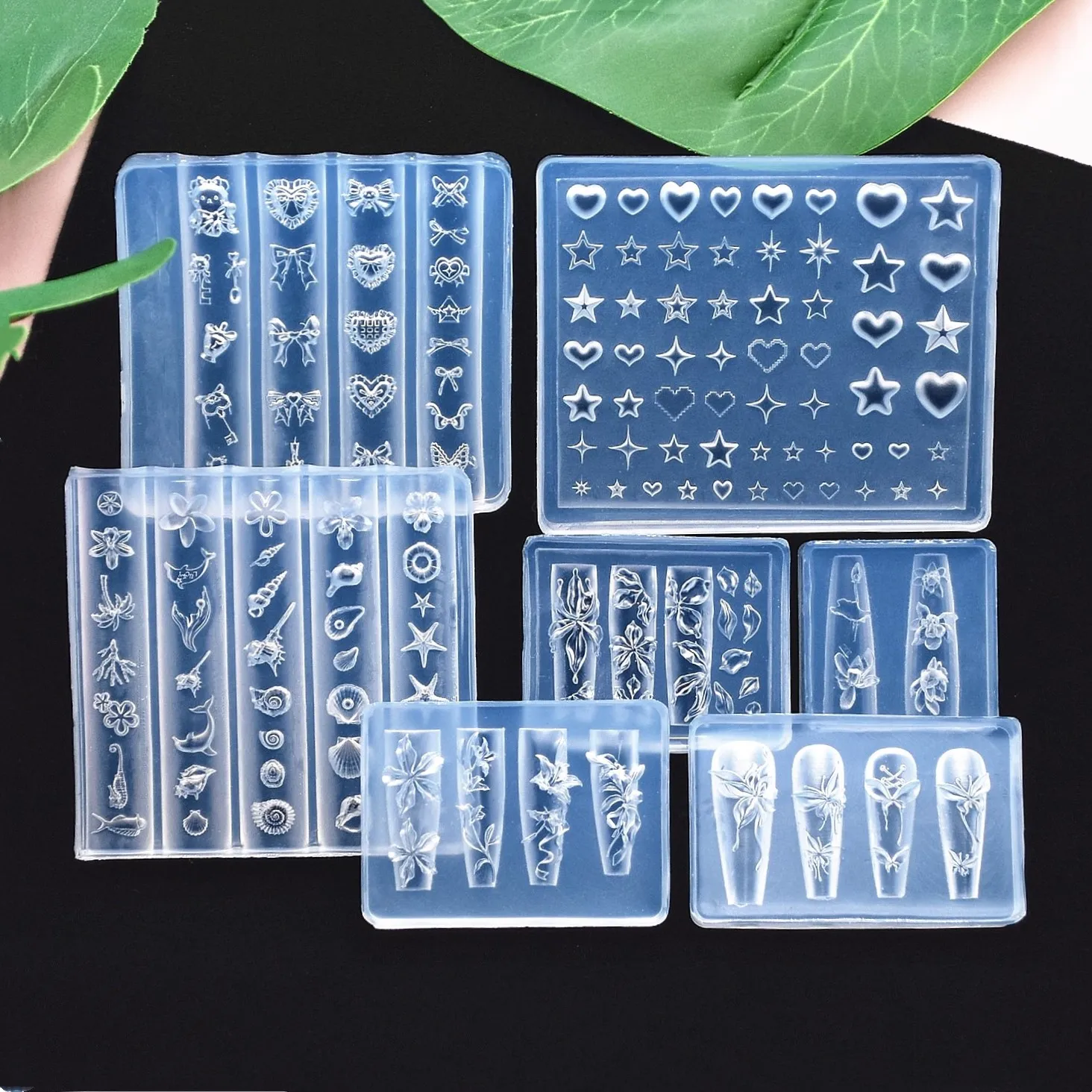 SNASAN Silicone Mold For Nail Art DIY Handmade Tool Star Heart Ocean Conch Shell Flowers
