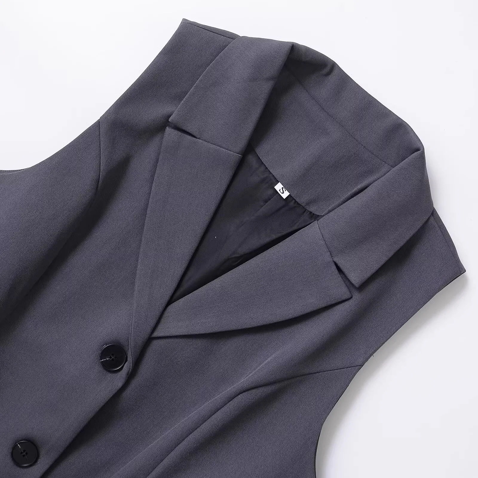 سترة نسائية عصرية جديدة بدون أكمام من JNLEAOG لفصل الخريف، تصميم أنيق بياقة قابلة للطي، مصنوعة من ألياف البوليستر