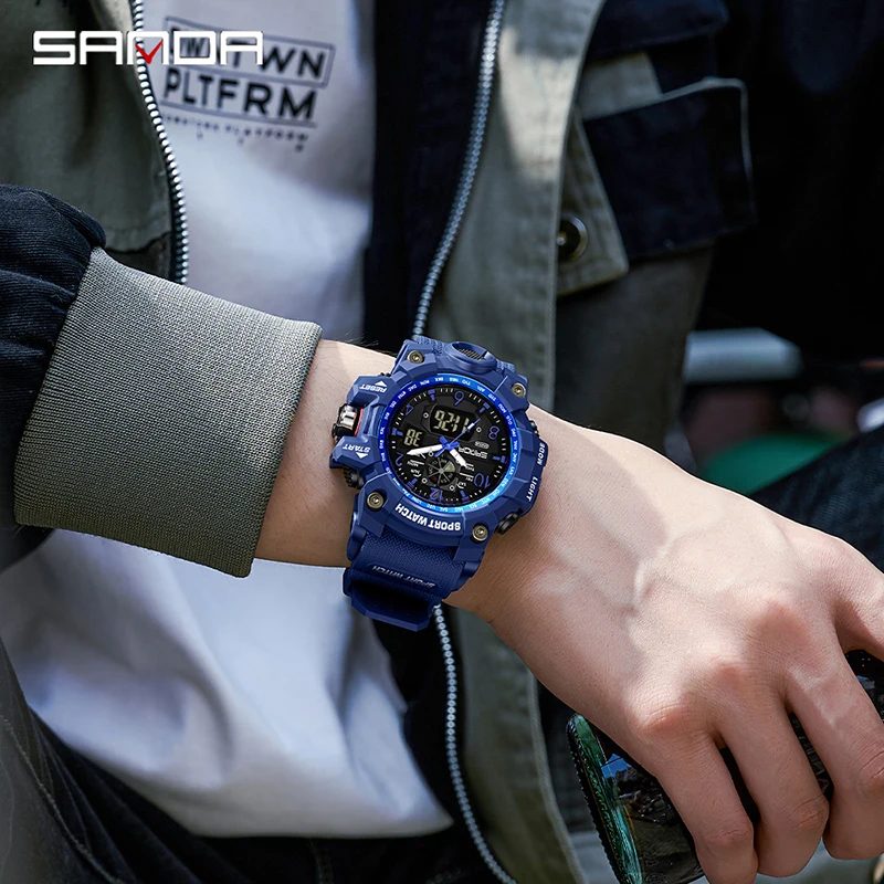 SANDA Brand G- Style Military Watch Men Digital Shockproof Sports Watches For Man Waterproof Electronic Wristwatch Mens Quartz