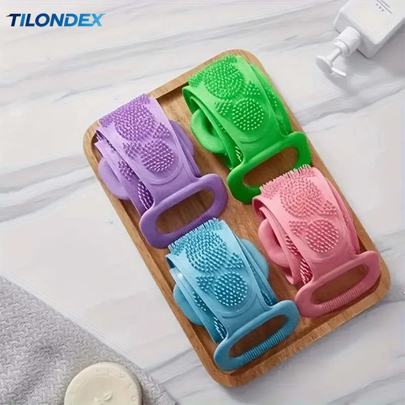 TILONDEX Dual Sided Silicone Exfoliating Bath Body Scrubber Universal Men Women Back Scrubbing Mud Bathing Towel Cleaning Skin
