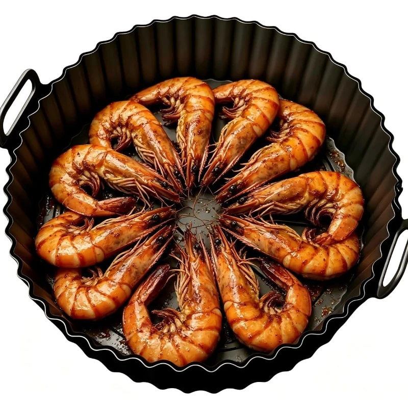 Reusable Air Fryer Liner, Divided Air Fryer Baking Pan, Food Grade Silicone Baking Mat High Temperature Resistant Cake Mold