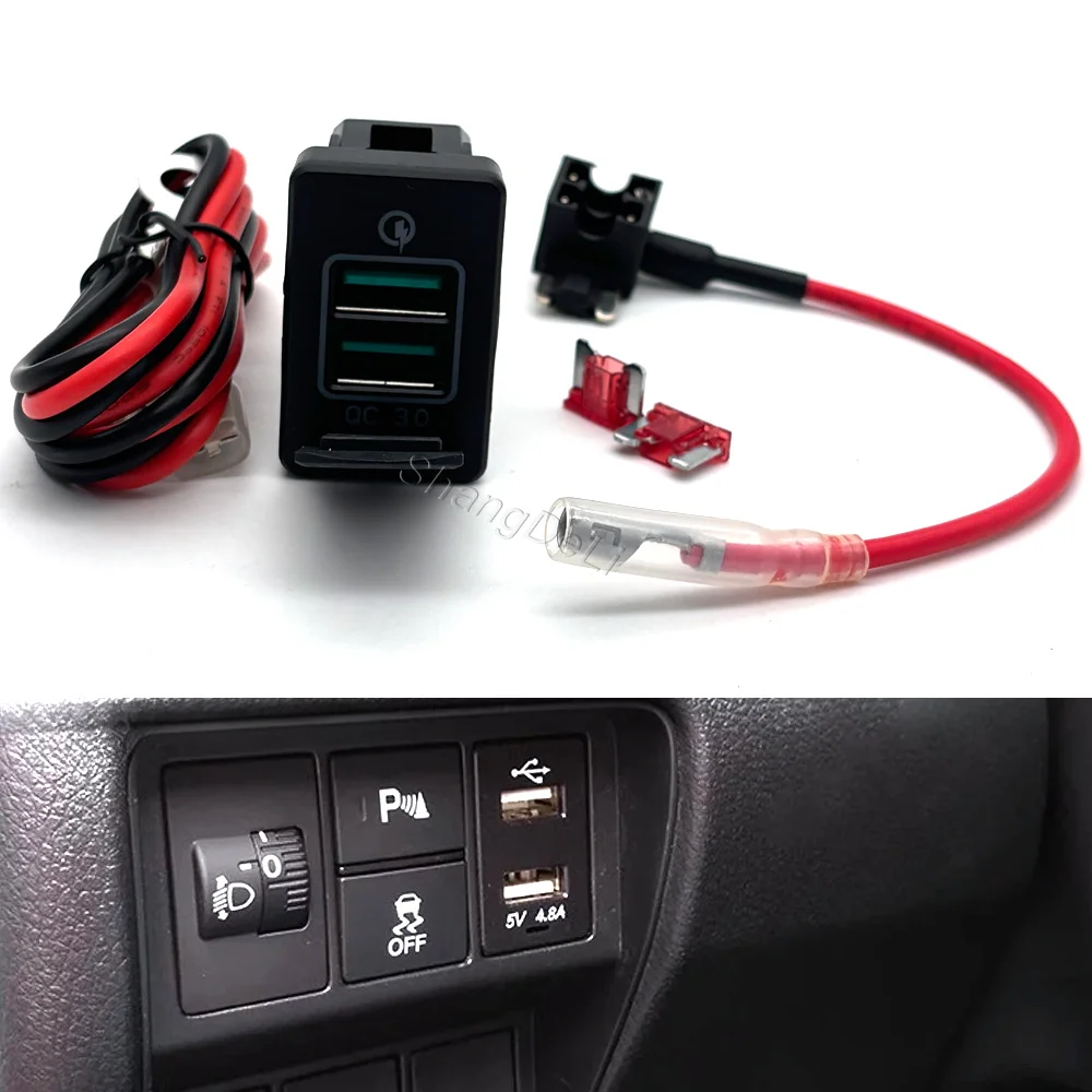 1PC Car QC3.0 USB Charger Dual Port Adapter Socket Fit For Honda CRV AVANCIER BREEZE 2017 - 2021