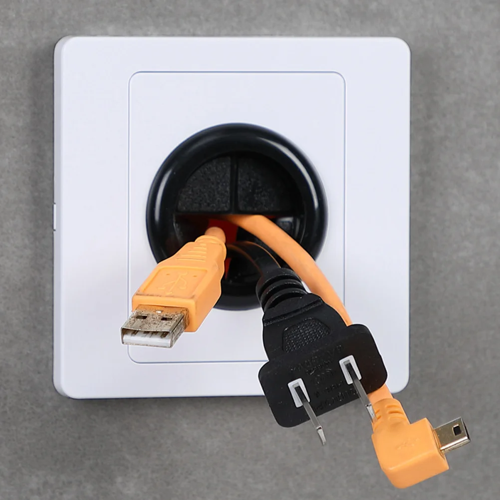 5 Pcs Threaded Socket Cable Management for Wall Outlet Cover Panel Pass Through Insert Rubber Plate