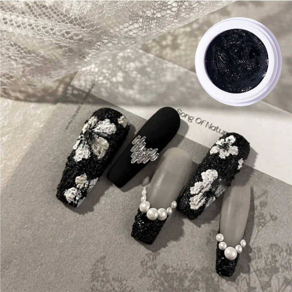 Gel Manicure Accessories Nail Art Decoration Phototherapy Adhesive Painted Carved Gel Nail Relief Plaster Gel Black White Cream