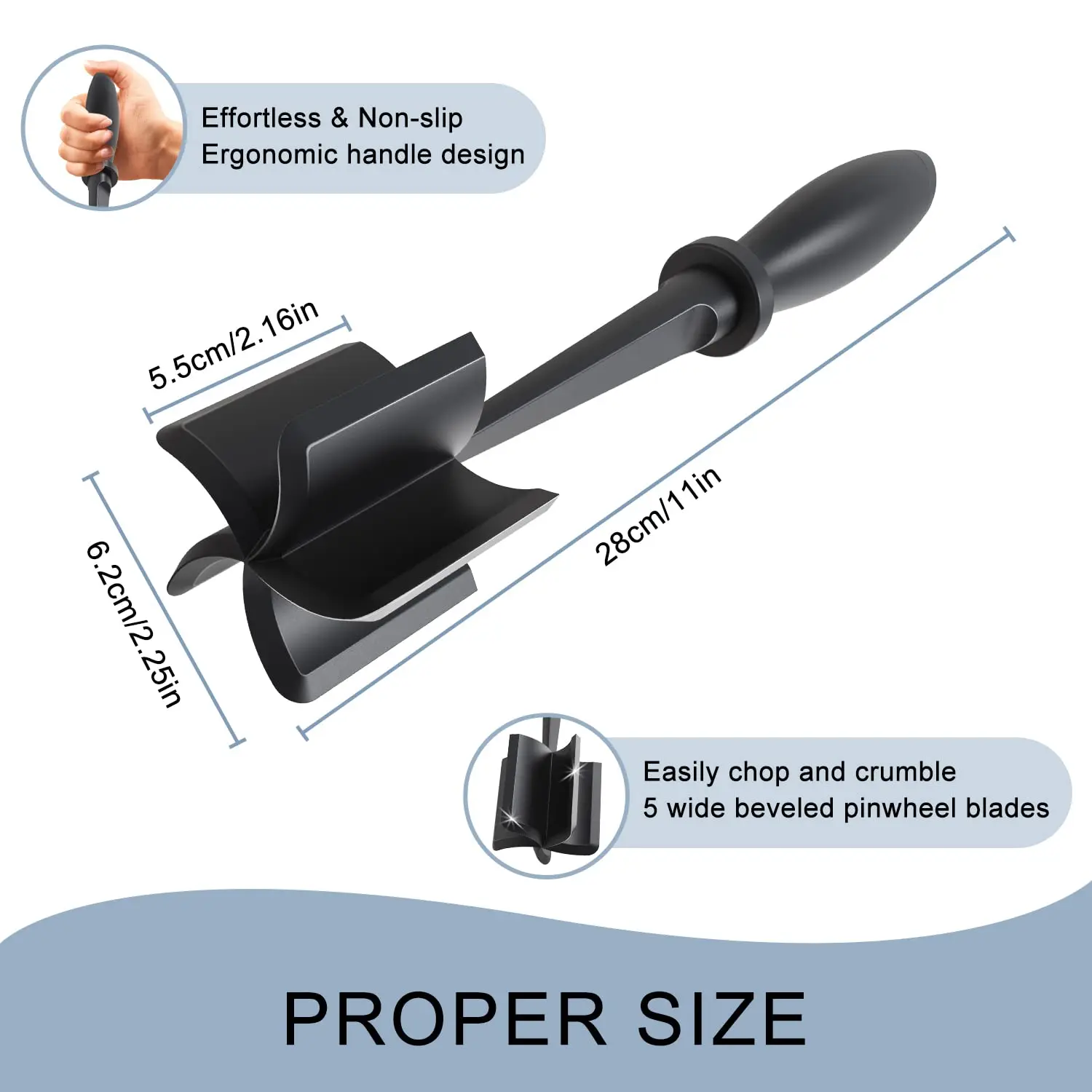مفرمة لحم البقر المطحون، هراسة لحم مقاومة للحرارة لحم همبرغر، 5 شفرات منحنية، أدوات مطبخ لحم البقر المطحون #5