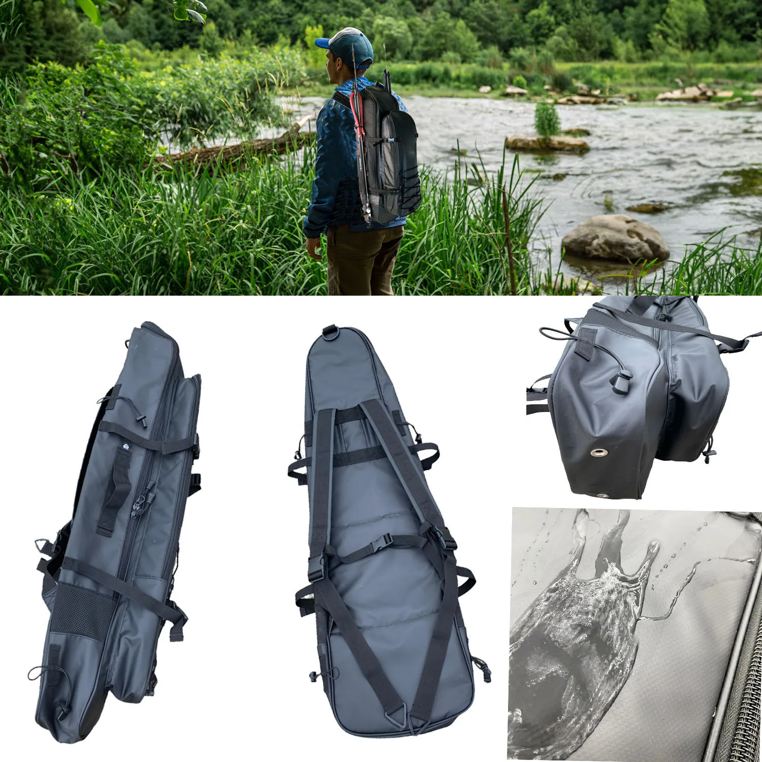 45L wasserdichter Tauchrucksack, Unisex-Tauchflossen-Tasche, aus wasserdichtem Stoff, geeignet zum Schnorcheln, Flossen, Masken und Ausrüstung – Detail 3