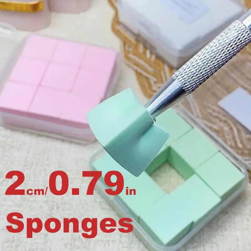 2cm/0.79in Soft Nail Art Sponge 9Pcs/Box Nail Stamper Gradient Effect Painting Gel Halo Dyeing Tool Brush DIY Manicure Salon