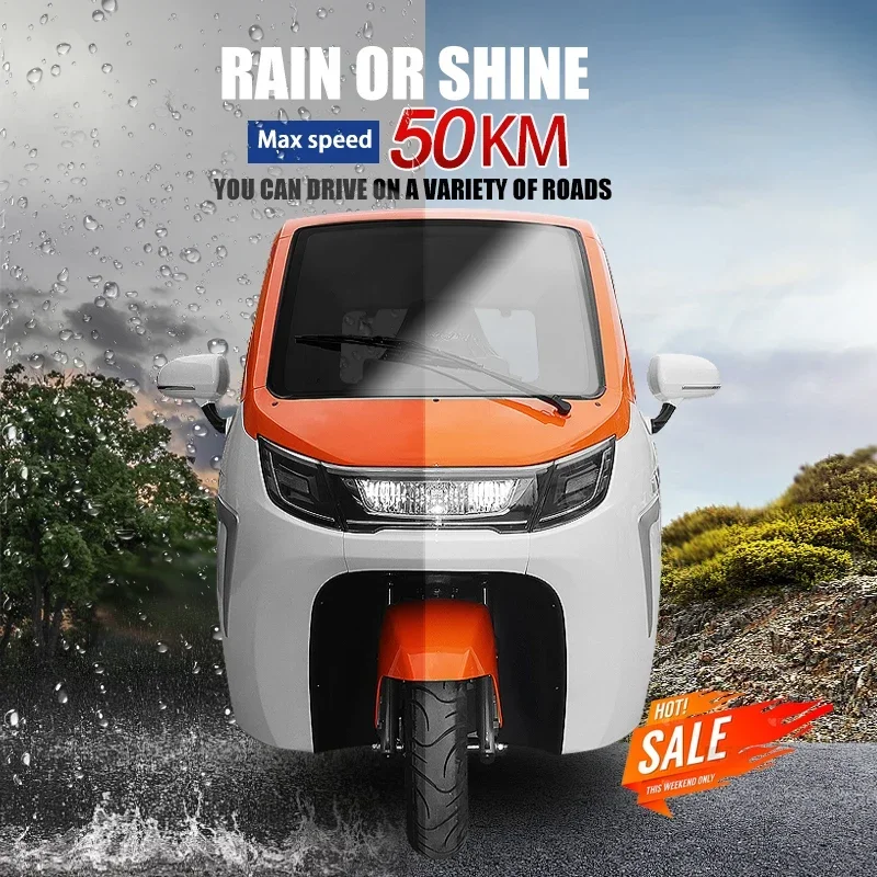 adult three-wheeled three-wheeled electric passenger and cargo fully enclosed scooter mini electric tricycle for sale with eec