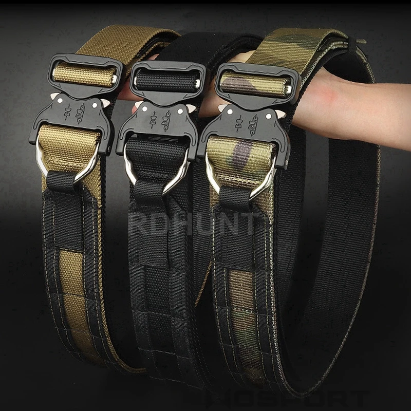 Tactical Quick Release MOLLE Belt Battle Double Belt with Inner Belt and Anti-Slip Pad Heavy Duty Rigger Belts for Hunting