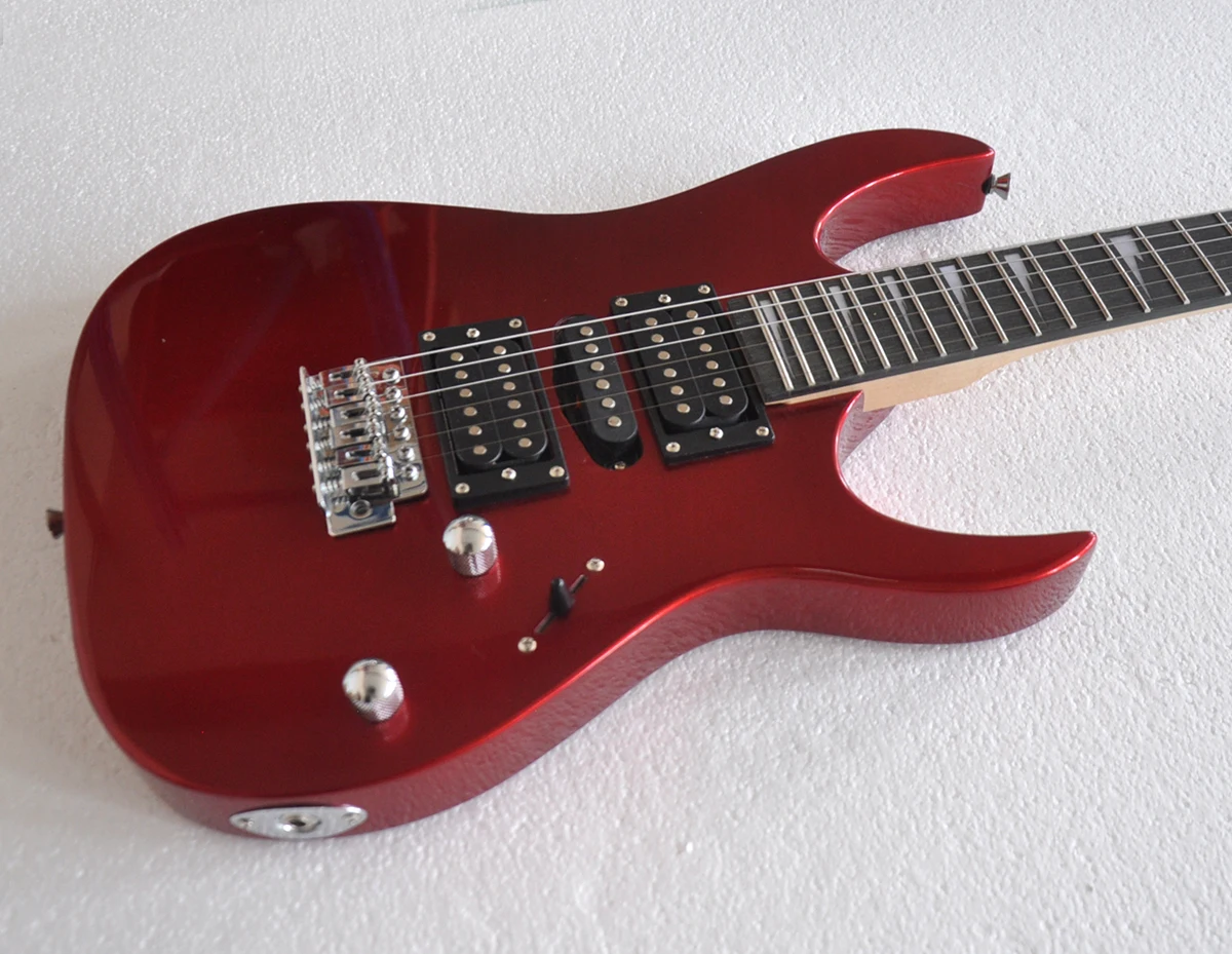 Metal Red Electric Guitar Rosewood Fretboard Guitar Sycamore Wood Body Accept Customization