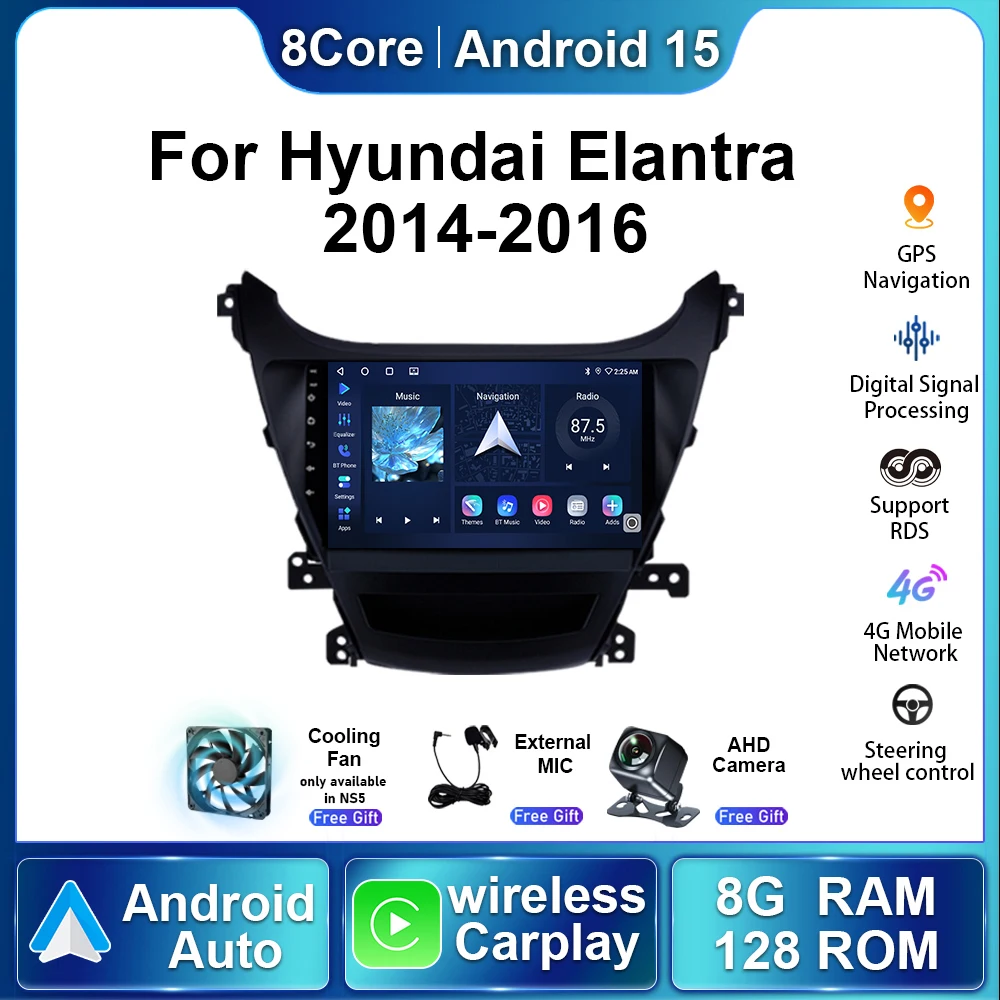 

Wireless Carplay Car Electronics Radio For Hyundai Elantra 2014- 2016 Android15 Autoradio Multimedia Video Player Navigation GPS