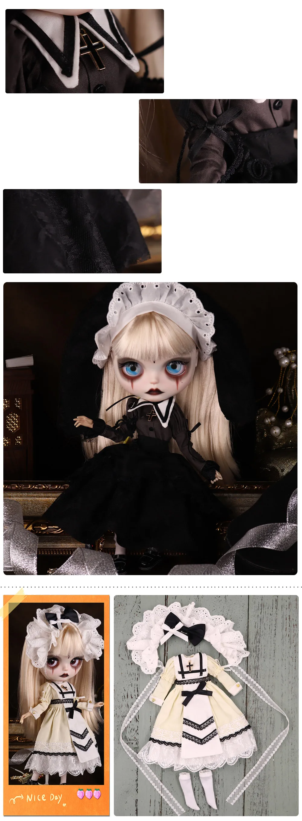 Outfits für ICY DBS Blyth Puppe The Nun Horror Film Kleidung Anzug 1/6 BJD Anime Girl – Detail 2